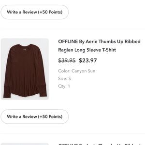 Aerie Ribbed Raglan Long Sleeve T-Shirt - Canyon Sun